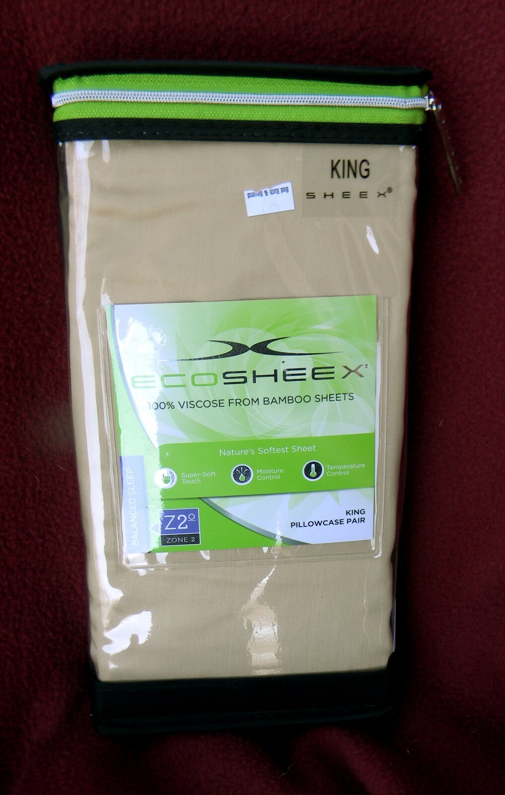 SHEEX ECOSHEET 100% VISCOSE from BAMBOO SHEETS KING 2 Pillowcases Soft HONEY gallery