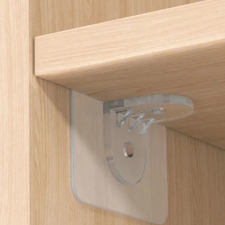 10pcs Acrylic Shelf Divider Brackets Adhesive Cabinet Support Holder Set - NEW gallery