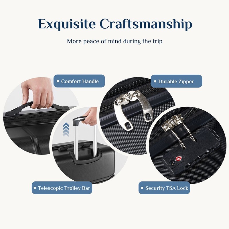 HOMEFLA Lightweight Hard Shell ABS Suitcase With Double Spinner Wheels TSA Lock gallery