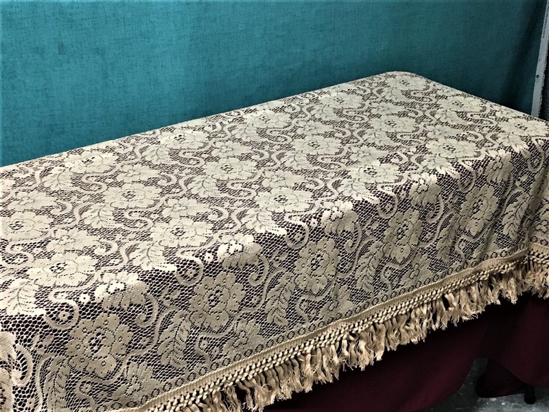 Classic Lace Tablecloth Throw Table Topper 66 X 62 Natural Organic Cotton Brown gallery