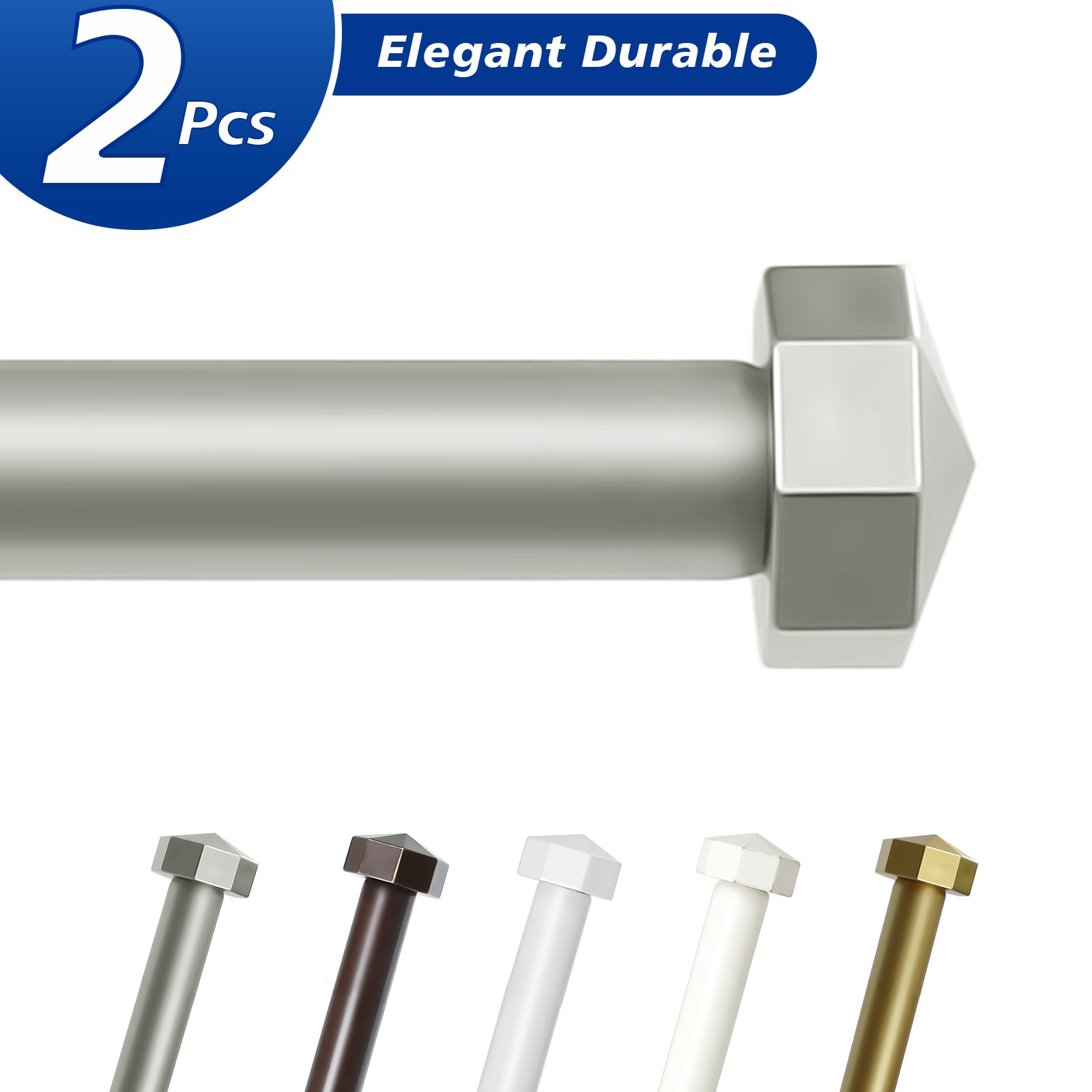 2-1 PCS Single Curtain Rod w/ Octagonal Finial, 5/8 In Dia Drapery Rods 28"-120" gallery