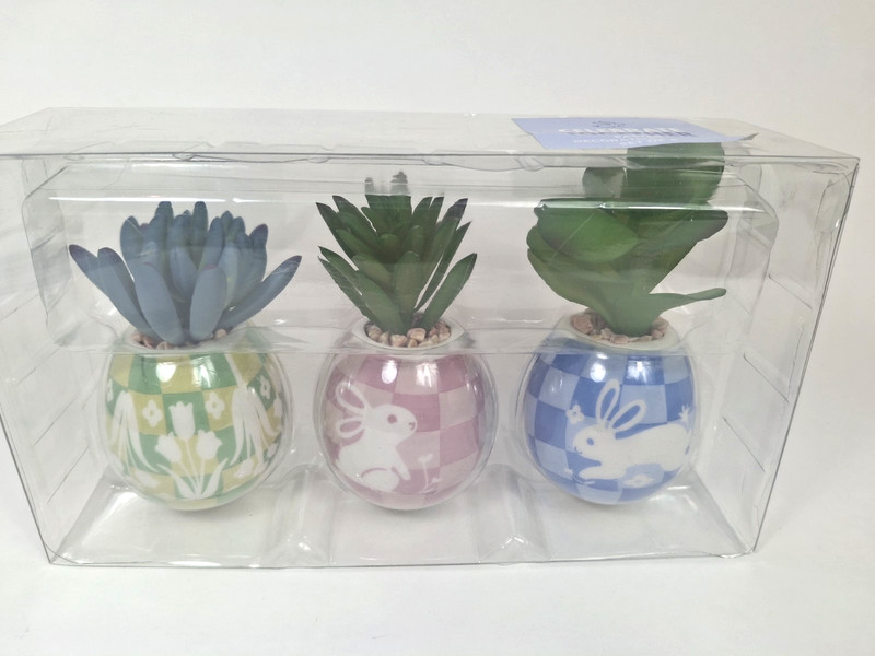 Celebrate Together Easter Egg Faux Succulent Plants Set of 3 Ceramic 3–4” New gallery