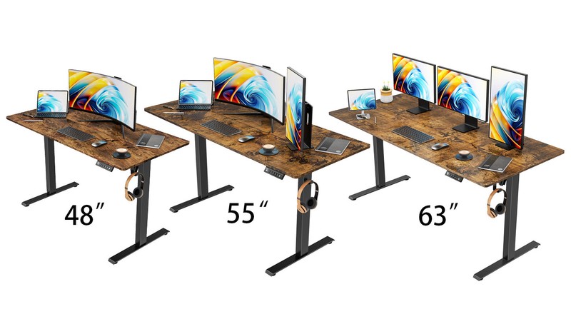 48/55/63" Brown Height Adjustable Electric Standing Desk Home Office Table/Frame gallery
