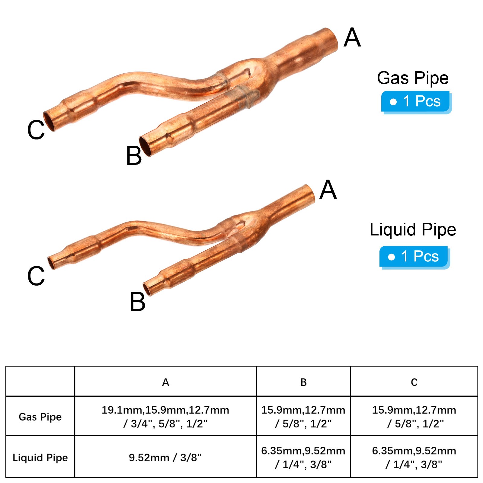 22T Refrigeration Y Branch Copper Y Joint for Central Air Conditioning System gallery