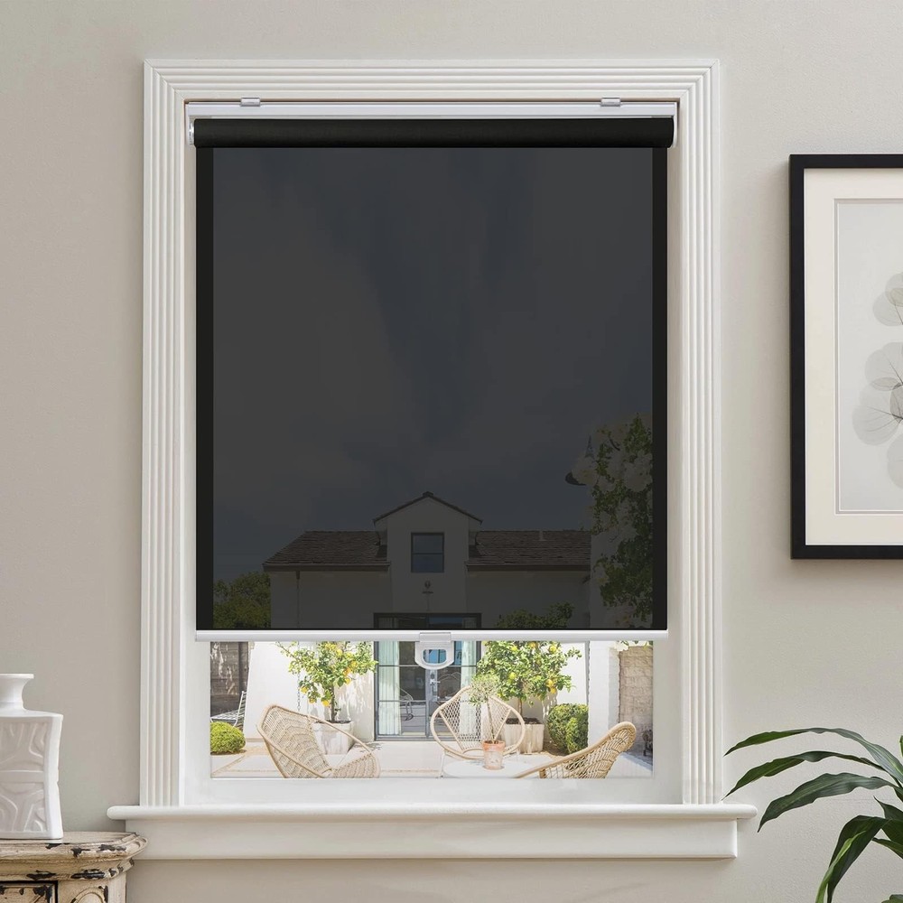 Cordless Roller Shades for Windows Light Filtering Shades with 5% Openness So...