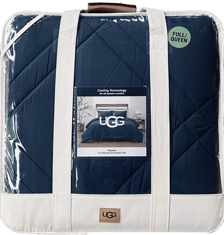 NWT UGG ®Full/Queen "Haven" Comforter Set &Two Shams-Color "Imperial Blue" Navy. gallery