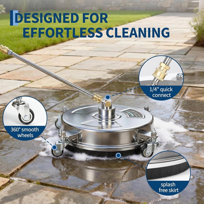 14" Pressure Washer Surface Cleaner with 4 Wheels Stainless Steel 4000 PSI gallery