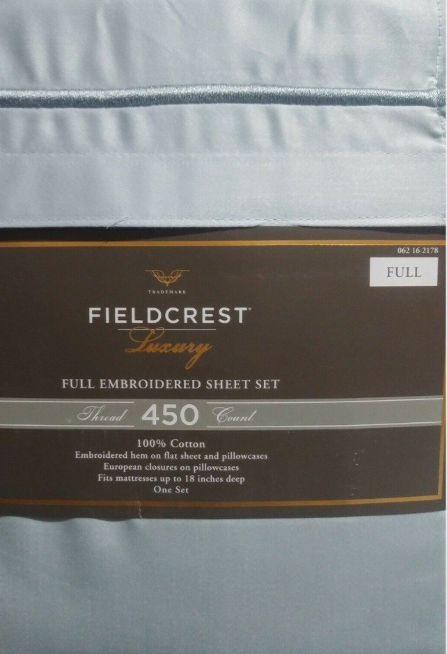 BRAND NEW FIELDCREST FULL SIZE 450TC Egyptian Cotton Sheet Set TEAL BLUE gallery