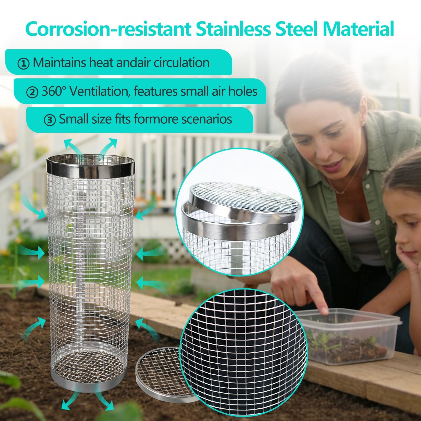 2 Pack Metal Worm Compost Bin with Gloves Outdoor Gardening Solution gallery