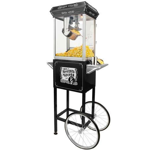 FunTime FT454CB 4oz Black Popcorn Popper Machine Maker Cart Vintage Style gallery