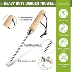 WORKPRO Weeder Puller Tool Wood Handle 2-Pronged Fork Weed Remover Tool Polished