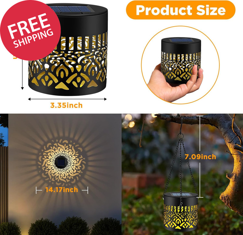 2 Pack Decorative Solar Mandala Lights, Solar Fence Lights Outdoor, Hanging LED gallery