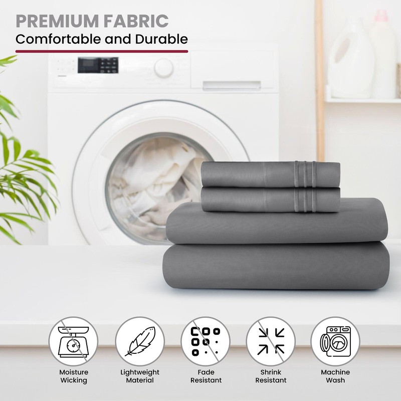 Bed sheet set 4 Piece Ultra Soft Microfiber Deep Pocket Sheets Hotel Quality gallery
