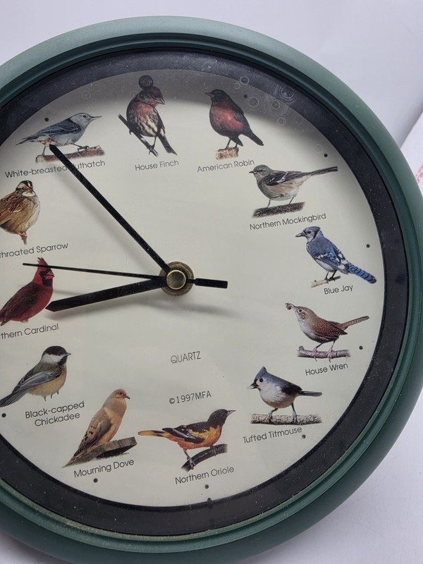 Vintage 1997 Mark Feldstein Authentic Singing Bird Desktop or Wall Clock Tested gallery
