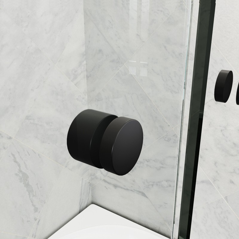 SUNNY Semi-Frameless 48’’x72’’ Double Sliding Bypass Shower Door 1/4 Glass Black gallery