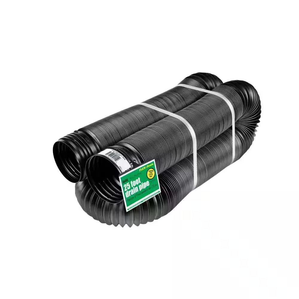 FLEX Drain 4 In. X 25 Ft. Black Copolymer Solid Drain Pipe gallery