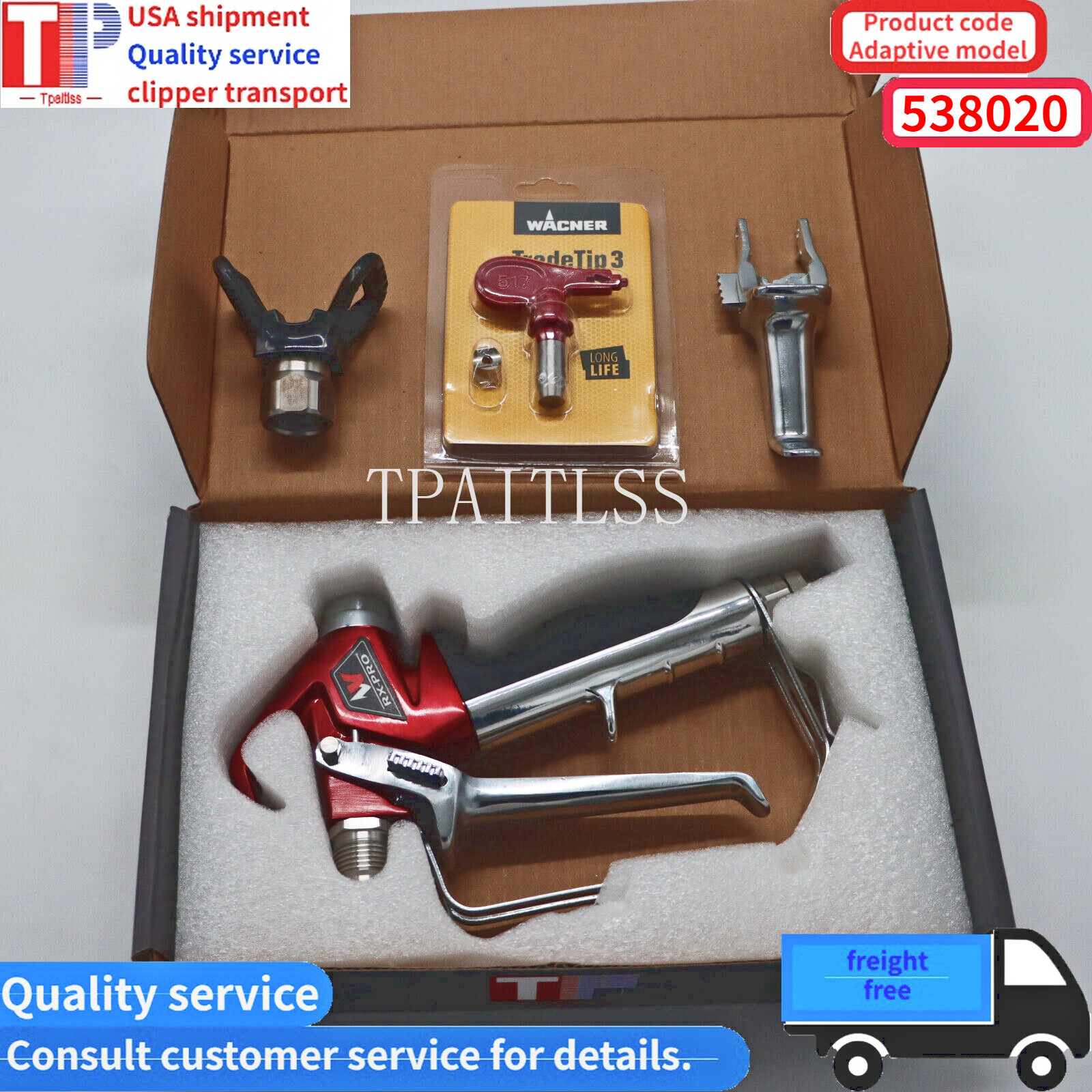 538020 Airless Spray Gun RX-Pro Red Series w/ 517 Tip & Guard Titan 053 8020 USA gallery
