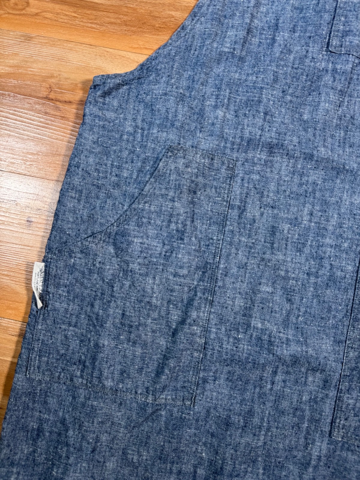 Portland Apron Company Indigo Linen Chambray Cross Back Prairie Smock Apron USA gallery