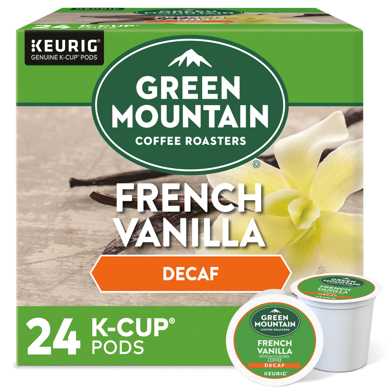 Green Mountain Coffee French Vanilla Decaf K-Cup pods, Light Roast, 24 Count gallery
