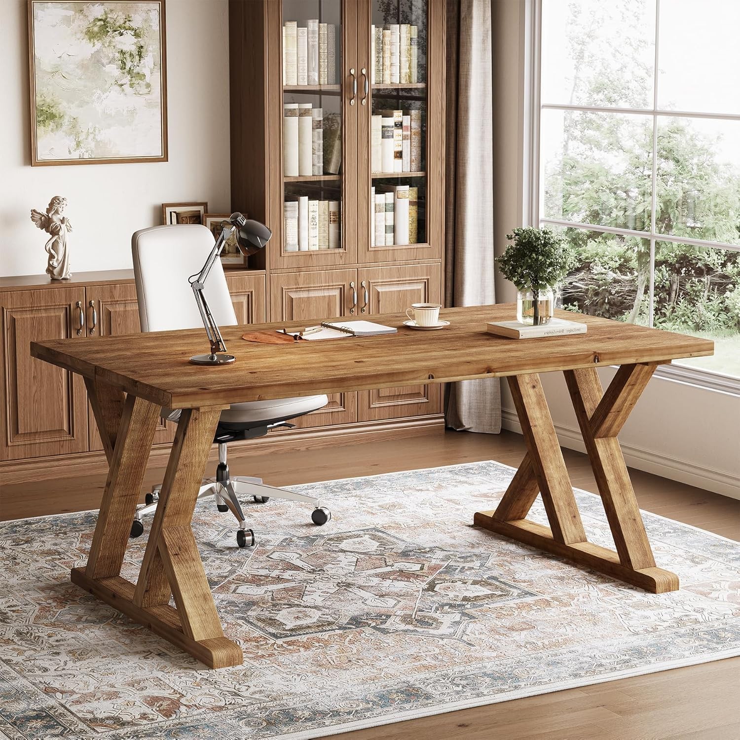 63" Solid Wood Executive Desk Modern Office Computer Desk Study Writing Table gallery