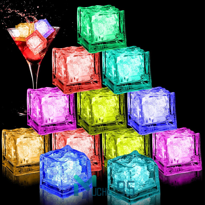 Light Up Ice Cubes 12/24 Pcs Multi-Color Led Ice Cubes for Drinks Club Bar Party gallery
