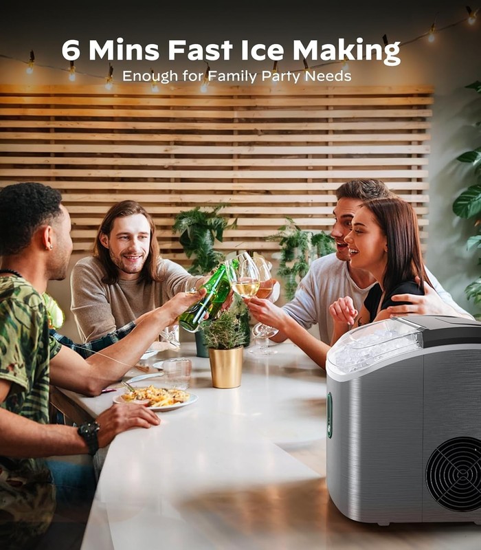Compact Stainless Steel Nugget Ice Maker - Effortless Self-Cleaning, 33lbs Daily gallery