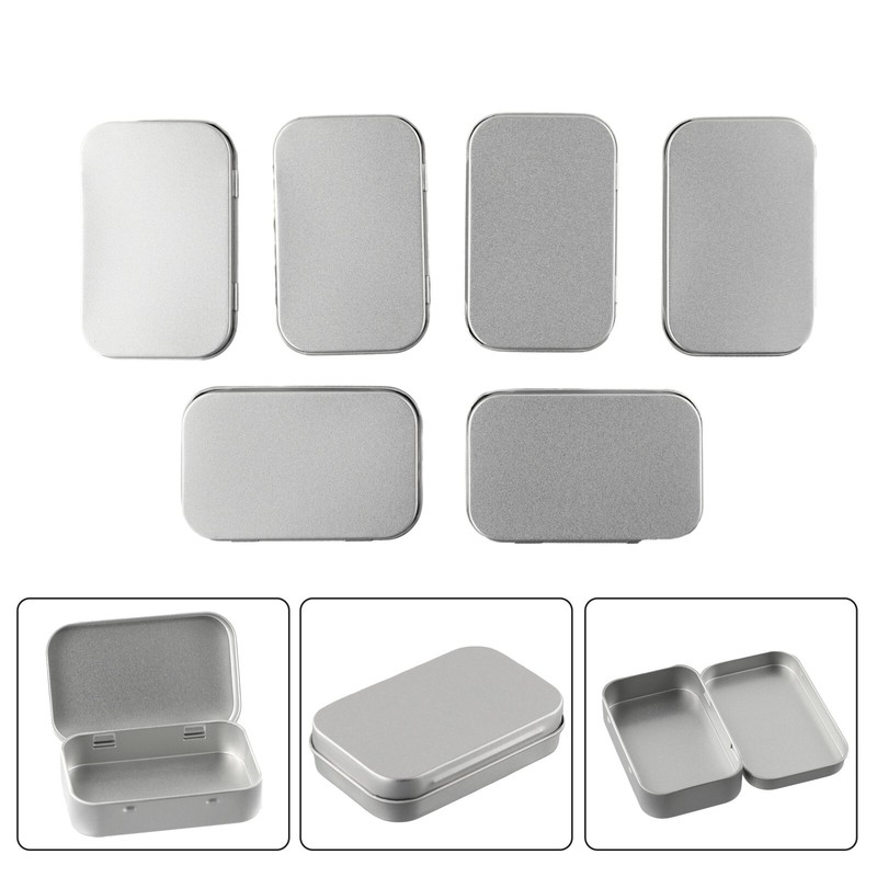 6 Pcs Metal Box Container Hinged Lid Small Empty Storage Box For Small Cosmetics gallery
