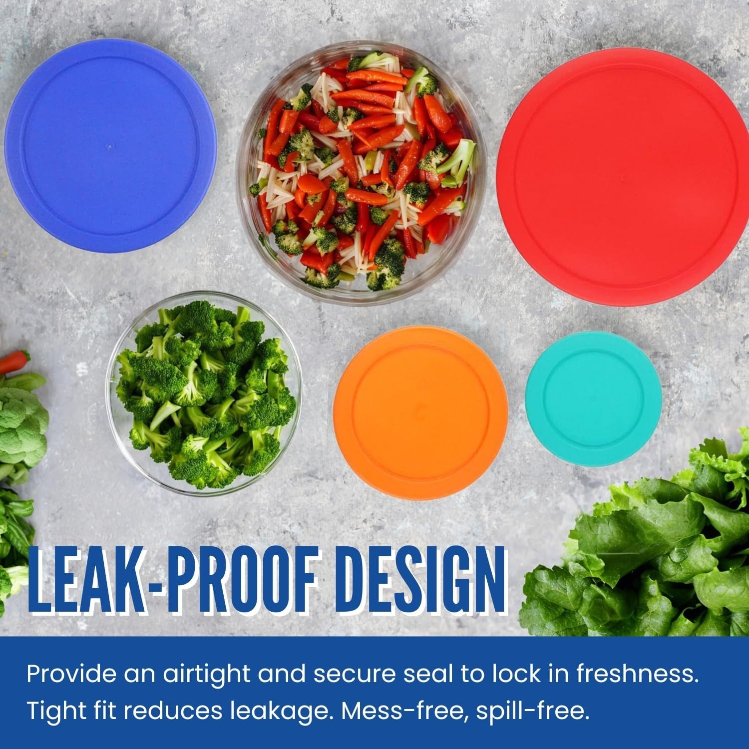 Replacement Lids for Pyrex Glass Containers 1-Cup 2-Cup 4-Cup 7 Cup Round 7pcs gallery
