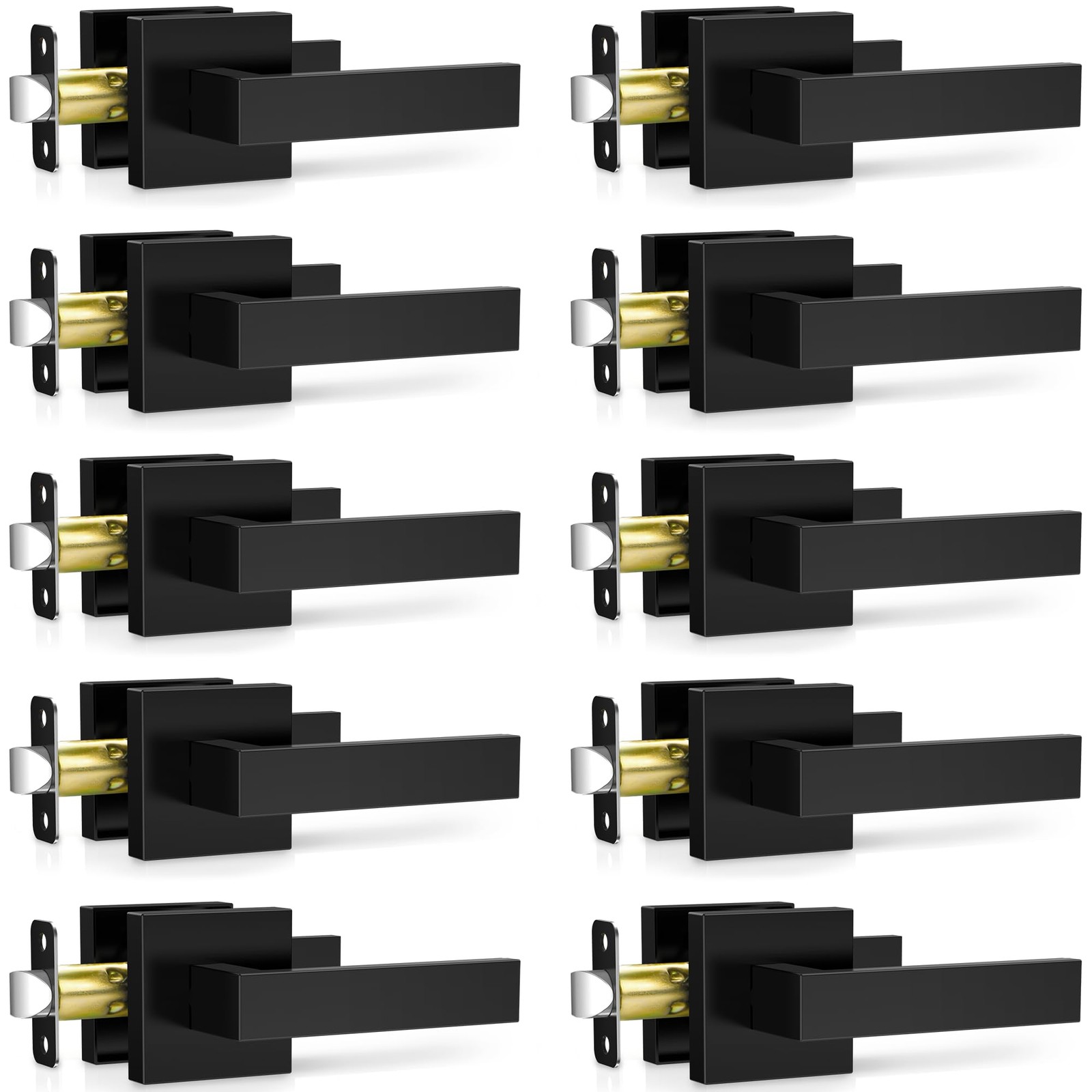 10 Pack Matte Black Door Handles Interior, Passage Door Knobs Closet Door Levers gallery
