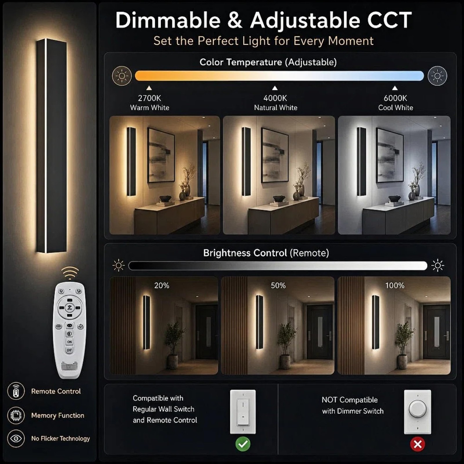 LED Wall Light 59in Modern Exterior IP65 Waterproof Dimmable Z01-150-R pedforn gallery
