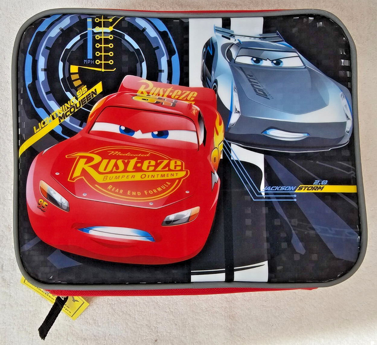 Disney Cars 3 Lightning McQueen Jackson Storm Insulated Lunch Bag Box NWT gallery