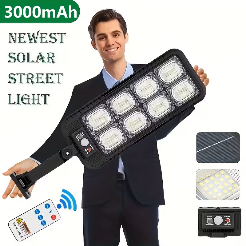 Outdoor Solar Street Light, 200 LED Bulbs, IP44 Waterproof, 3000mAh gallery