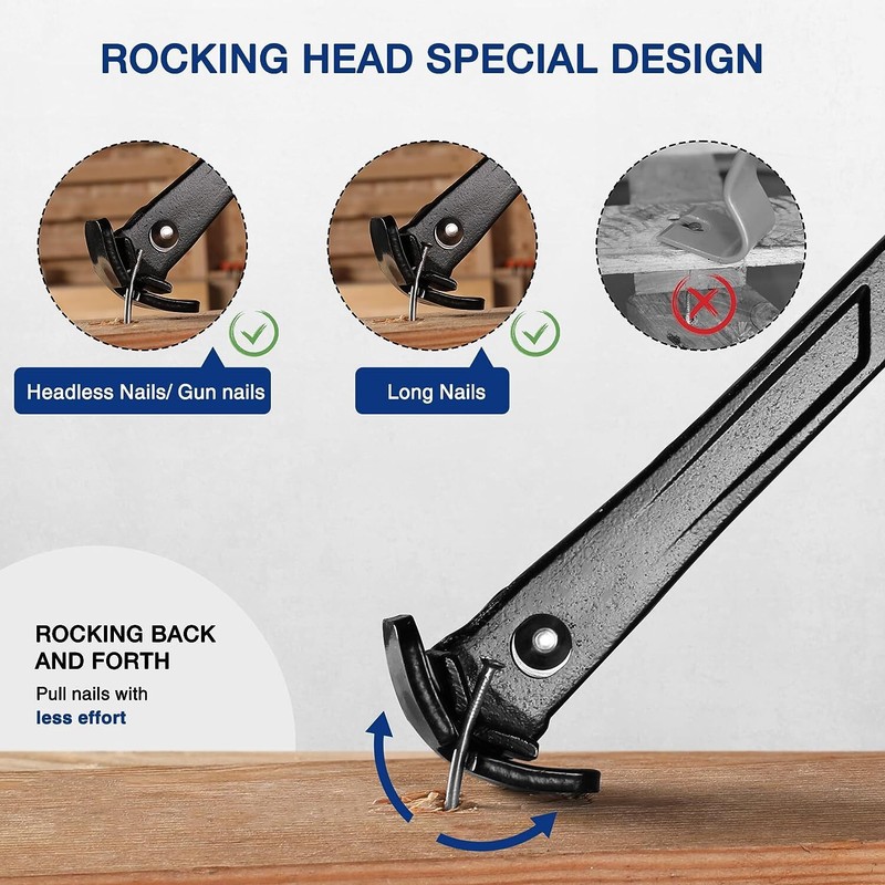 WORKPRO 13" Nail Puller, Cats Paw Pry Bar with Cats Paw and Rocking Nail Puller gallery