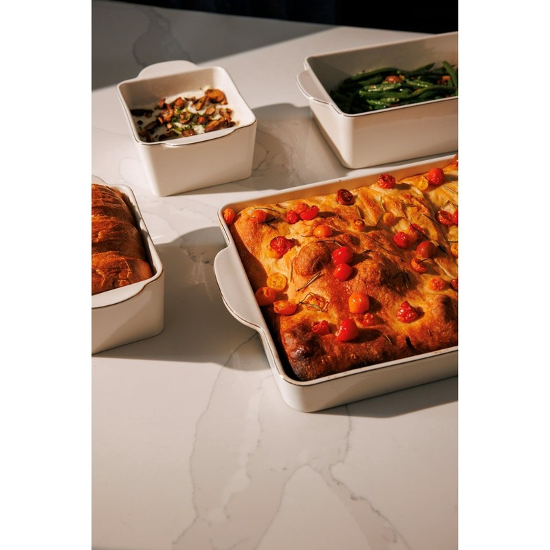 Cream Ceramic Nesting Bakeware Set 4-Piece Solid Print gallery