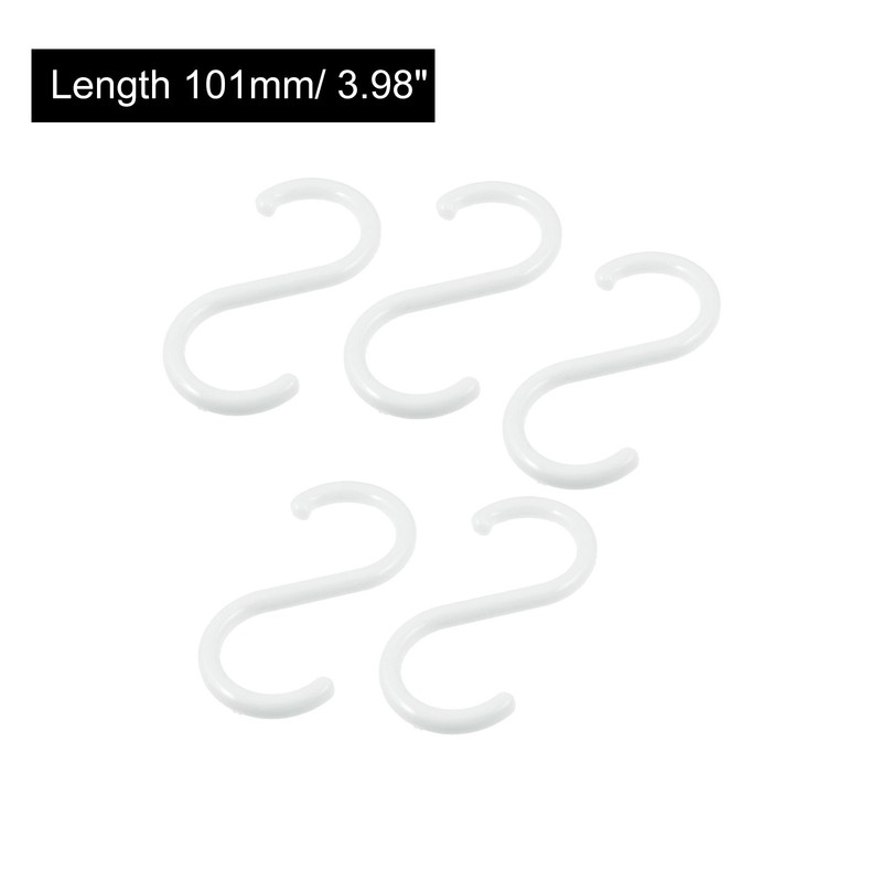 5Pcs White Plastic S Shape Hanger Hook for Home Clothing Baskets gallery