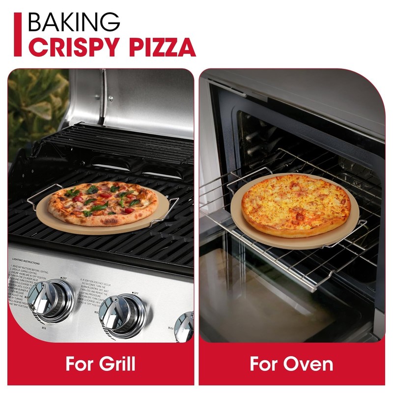 Unicook 12 Inch Round Pizza Stone for Oven and Grill, Cordierite Bread Baking... gallery