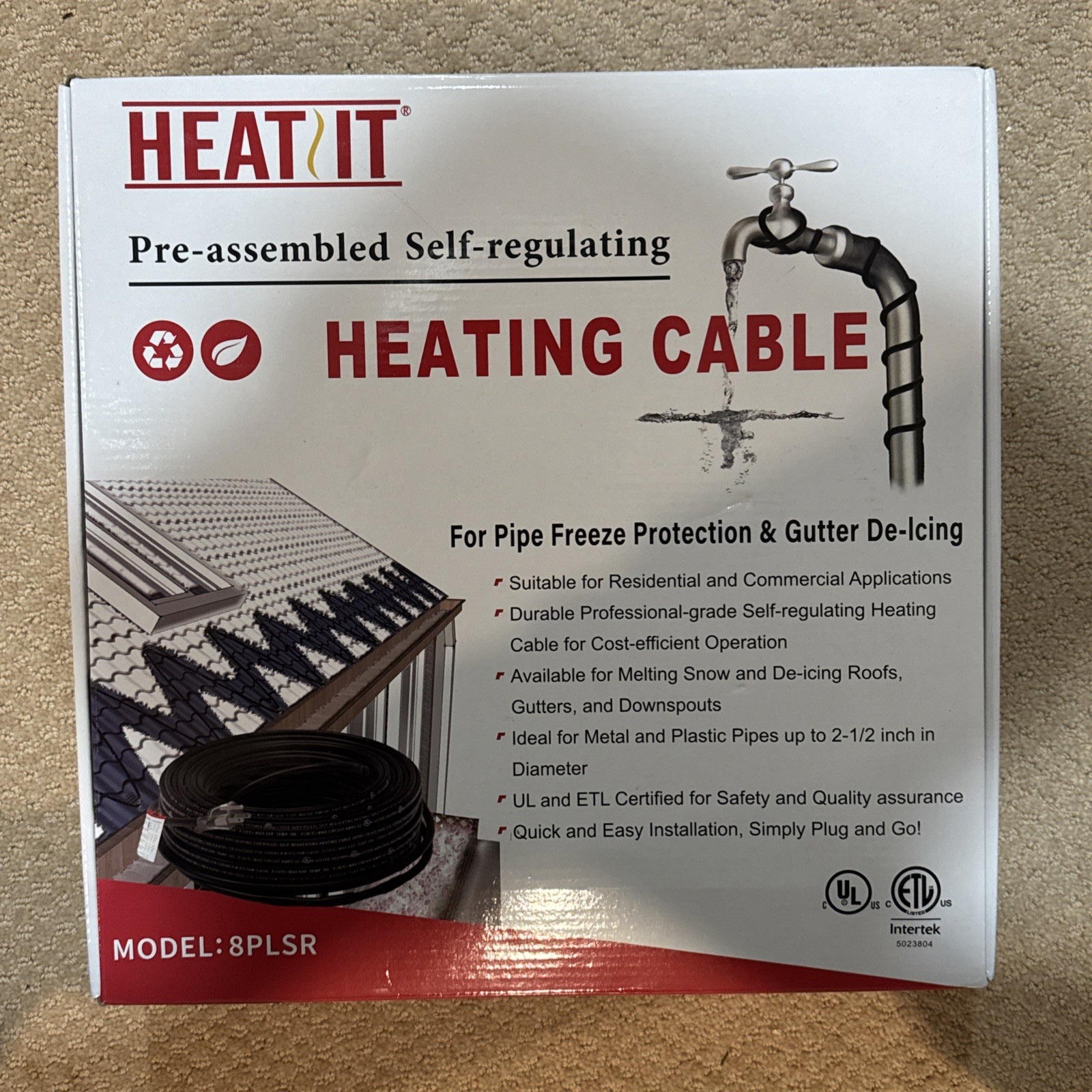 HEATIT 8PLSR Self-Regulating Heating Cable - ETL/UL Certified, 8W/ft gallery