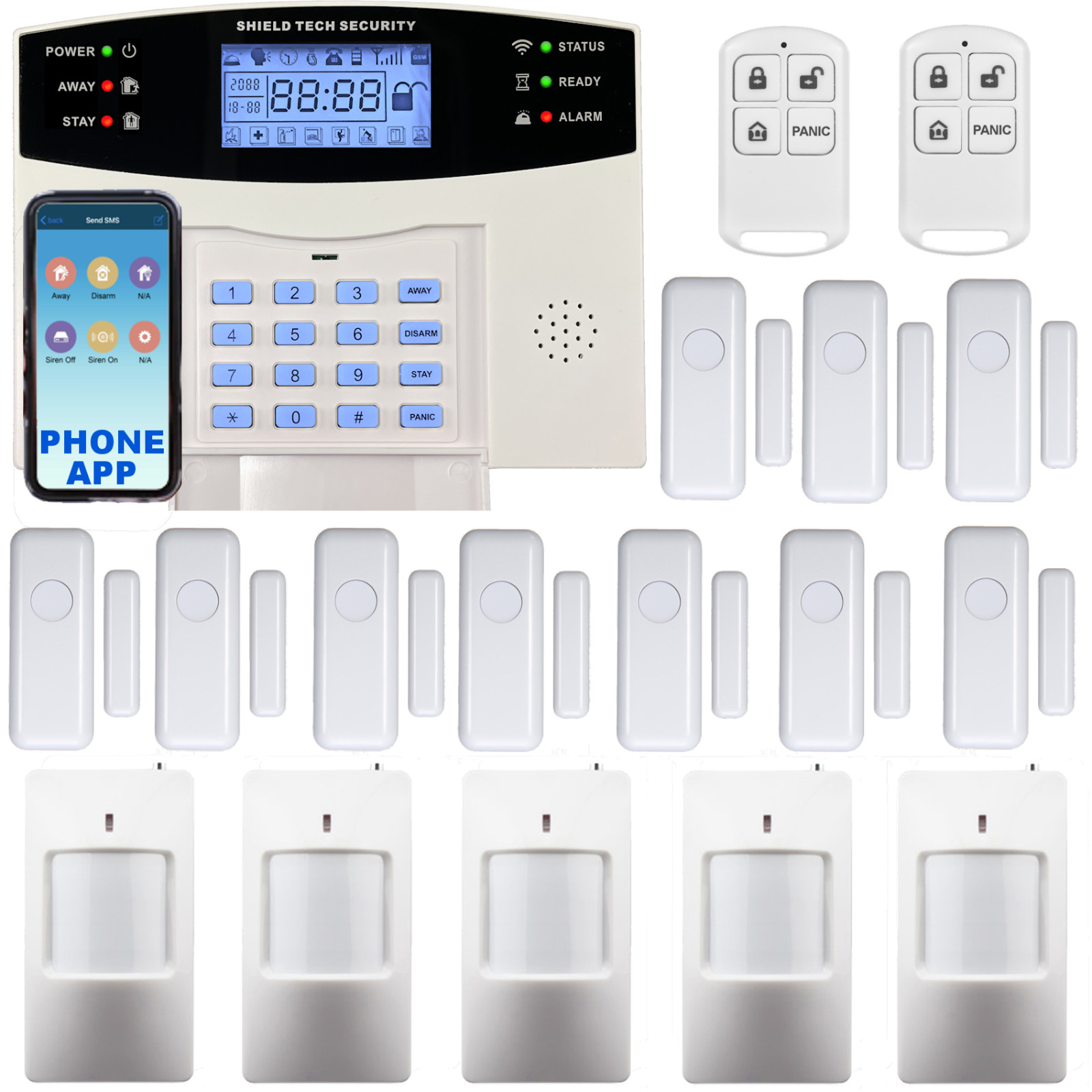 Wireless Cellular Alarm System w/ Chime for House, Call, Text, & Smart Phone App gallery