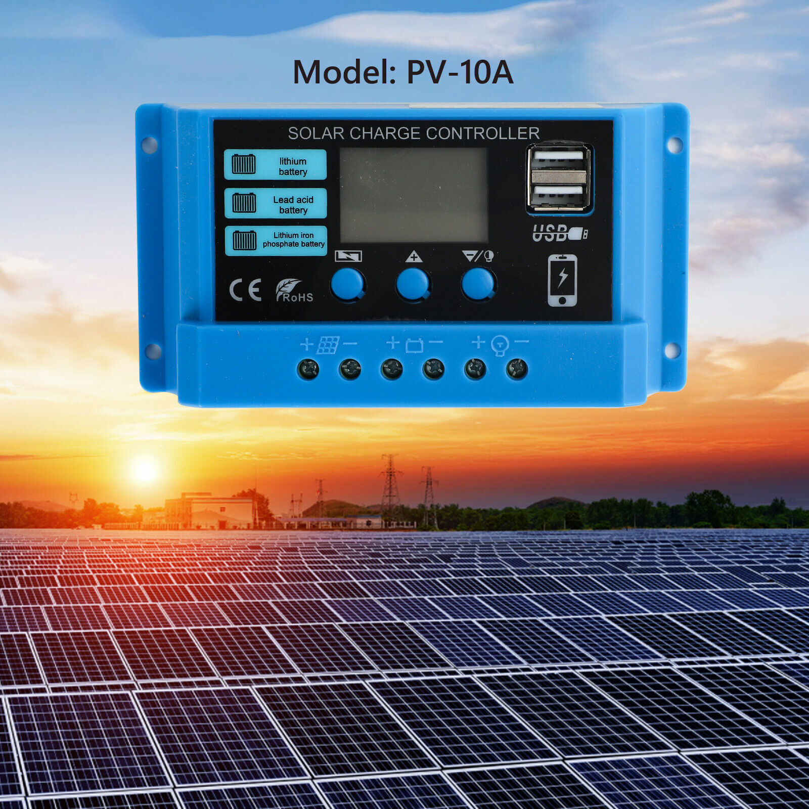 10A PWM Solar Charge Controller 12V 24V Regulator For 200W 300W Solar Panel RL gallery