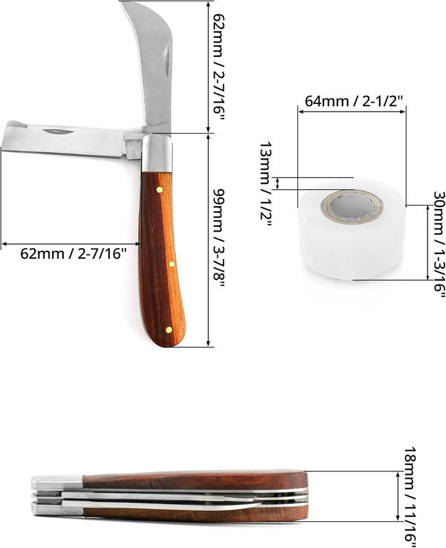Double Blade Grafting Knife Budding Pruning Tool w 2 Rolls Plant Grafting Tape gallery