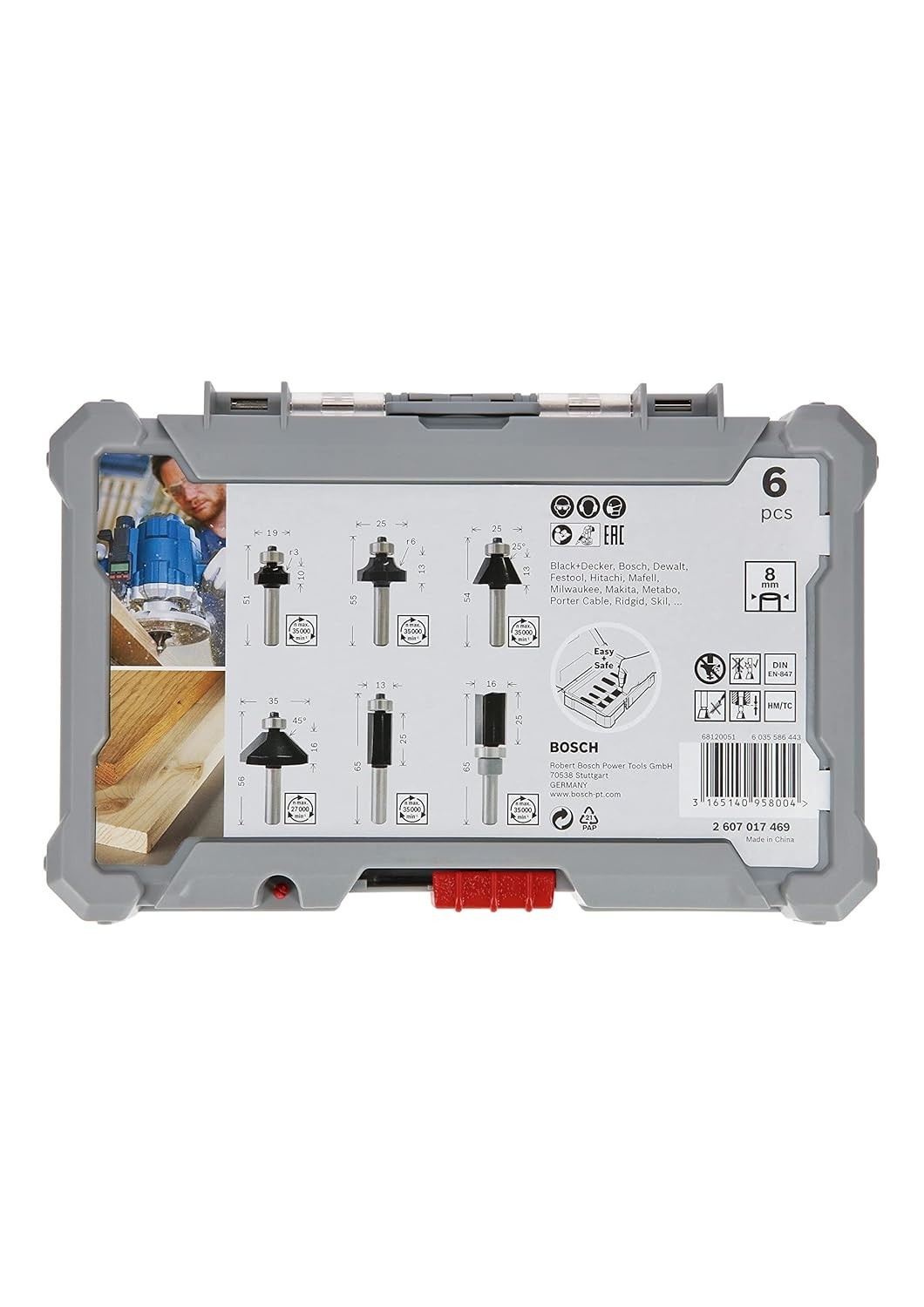 Bosch 6Pc Router Bit Set 8mm Shank Trim Edging GOF130 gallery