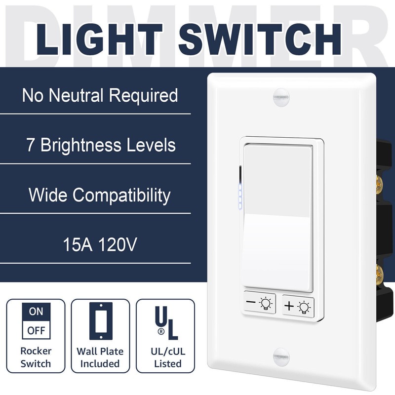 Dimmer Light Switch Full Range Dimming Single Pole/3-Way 150W LED/CFL 2-Pack gallery