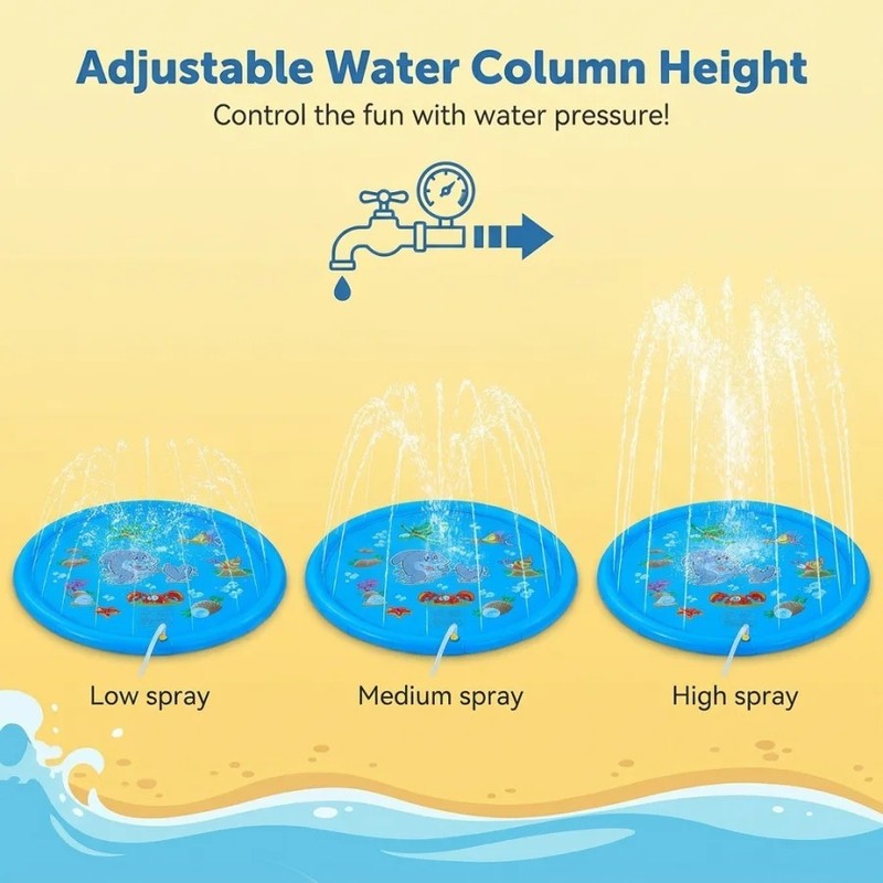 Dolphin Splash Pad 40" Inflatable Water Sprinkler Mat Kids Toddler Backyard Pool gallery