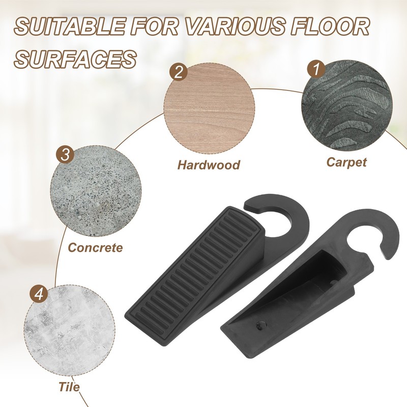 6 Pcs Doorstops, Rubber Hook Door Stopper, Black/White/Gray/Green/Pink/Blue gallery