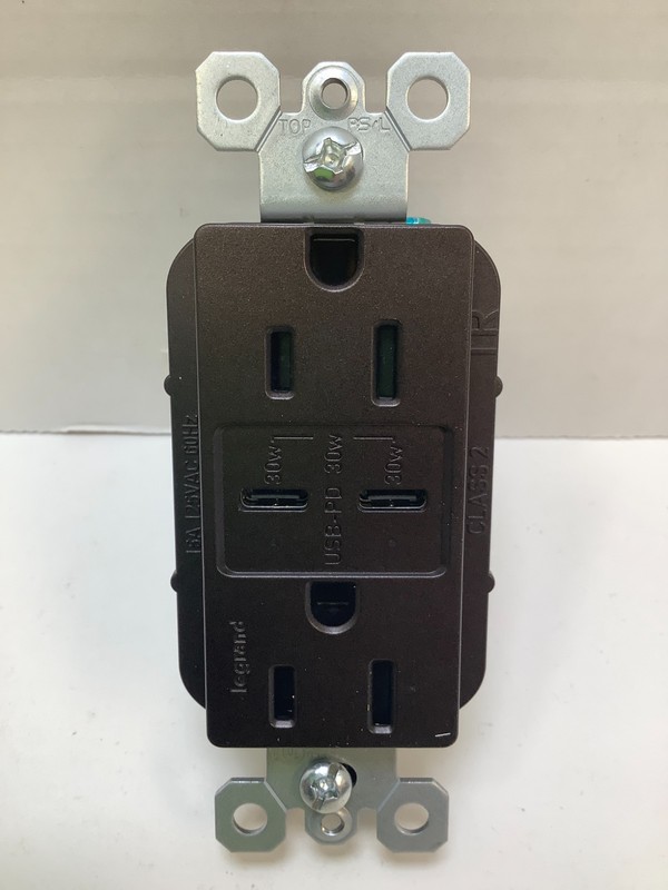 Legrand 15A 125V TamperResistant Duplex Outlet w/2 USB C Ports, Dark Bronze, 6pk gallery