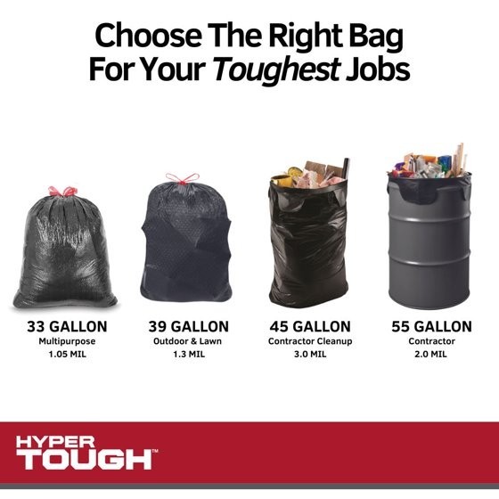 33-Gallon Drawstring Multipurpose Clean-Up Trash Bags, 1.05 MIL, 30 Bags gallery