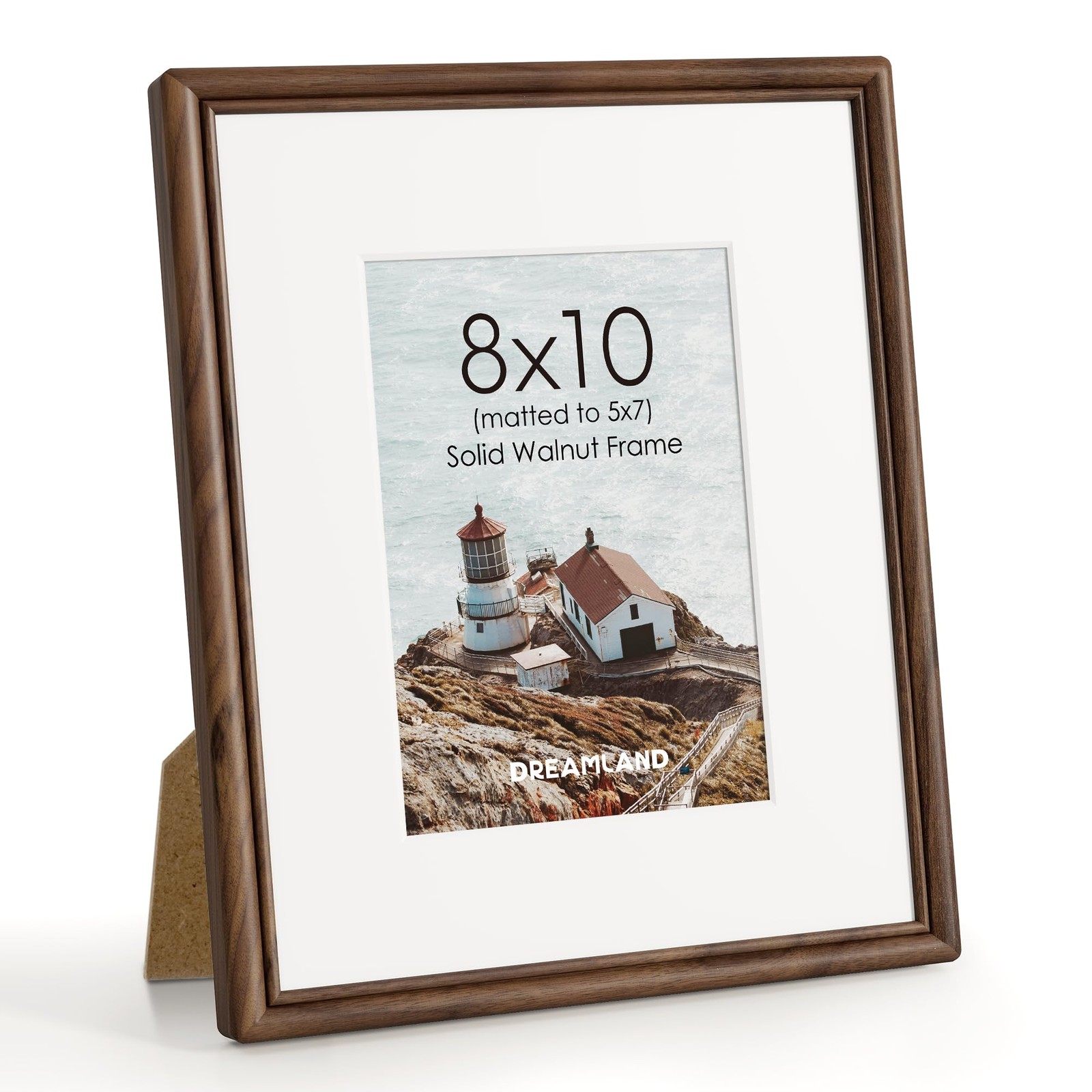 8x10 Picture Frame for Wall, Solid Walnut Wood Frames 8 x 10 with Mat for 5 x... gallery
