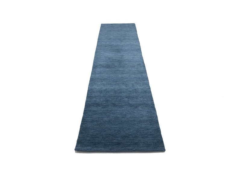Steel Blue Solid Design Hand-Loomed 3X12 Gabbeh Wool Runner Rug Oriental Carpet gallery