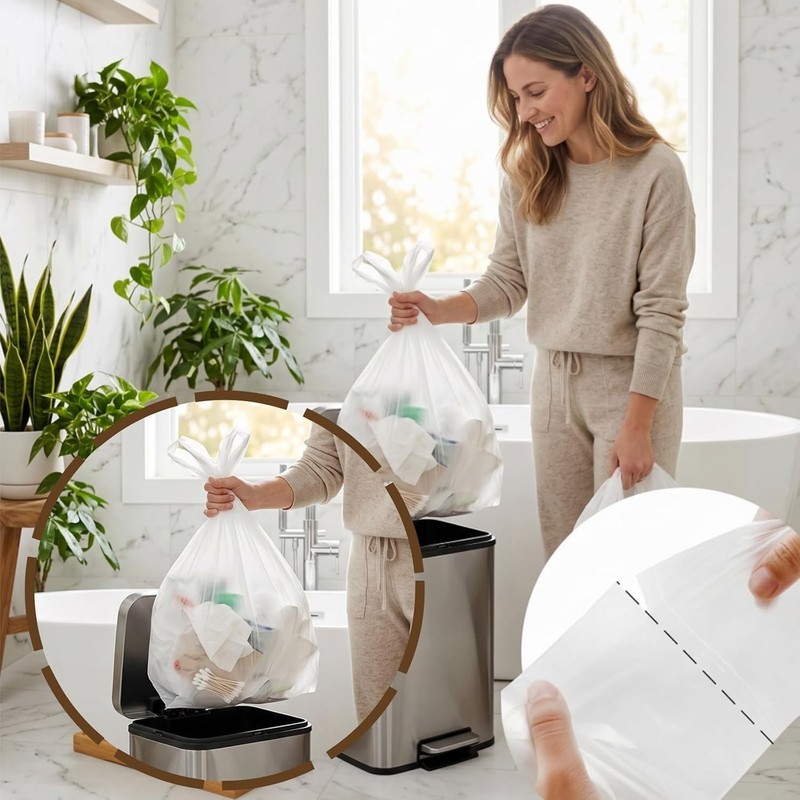 300 Counts 8 Gallon Clear Small Garbage Bags Trash Bags, Wastebasket Bin Liners gallery