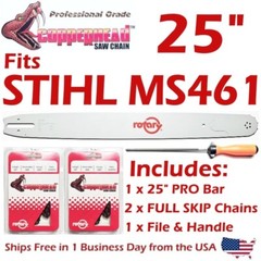 COPPERHEAD 25″ Bar, (2) FULL SKIP PRO Chains, File fits STIHL MS461 / 33RSF-84